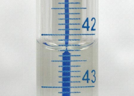 reading volume on the Schellbach burette